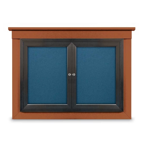 18"x24" 1-Door Enclosed Letterboard, Green Felt/Walnut